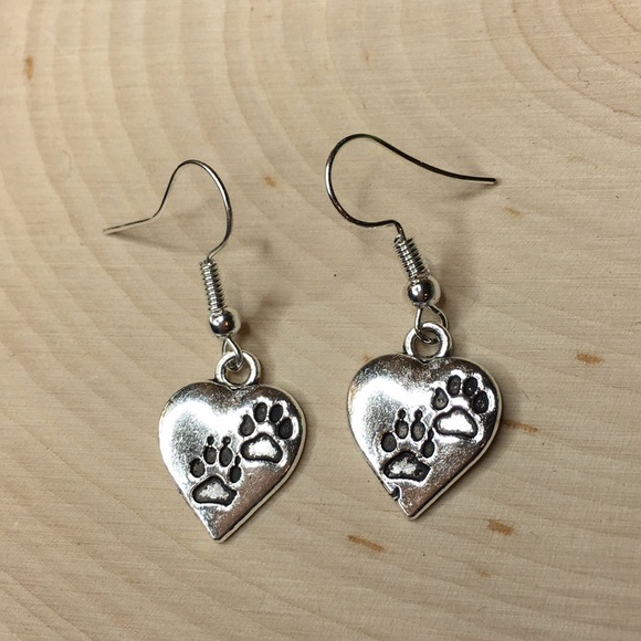 Paw Print Heart Earrings - Picture 7 of 12